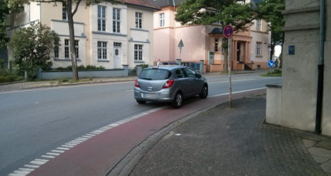 Schutzstreifen an der Goebenstraße/Fürstenaustraße in Herford - Fahrtrichtung Bahnhof