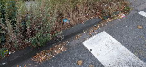 Müll"kippen" an der Einmündung der Bahnhofstraße in die Mindener Straße