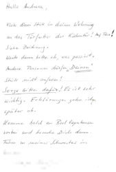 Ein handschriftlicher Brief, in dem erläutert wird, wie man mit einem Stick die Migräne lindern kann.